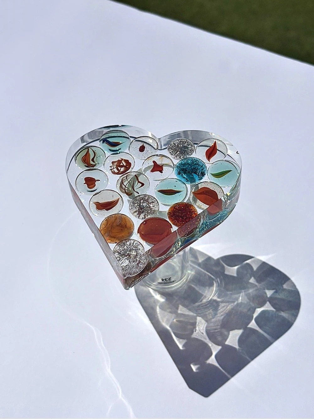 Handmade Heart Marble Art Resin Decor One of a Kind
